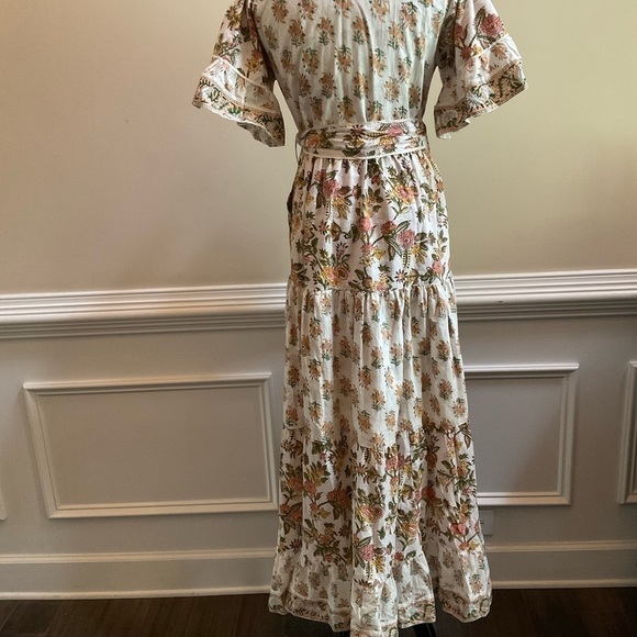 Sue Sartor Cottagecore Hamilton Kaftan Floral Sherbet Triple Tiered Dress Size S - Picture 4 of 10
